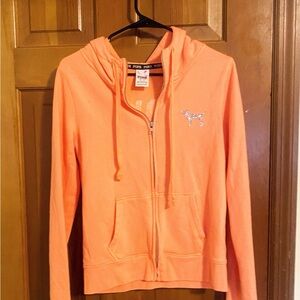 PINK Victoria's Secret Bright Orange Zip-Up Hoodie